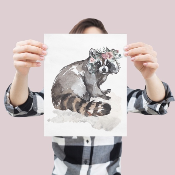 Raccoon Wall Art Watercolor Illustration Print Poster Unframed - Picture 6 of 10